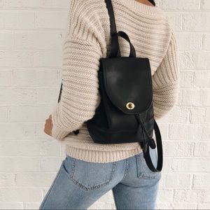 Coach Vintage 90’s Black Leather Daypack Backpack